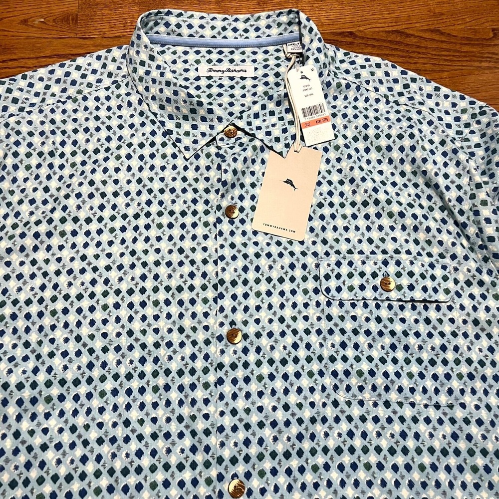 NEW Tommy Bahama Shirt Mens 3XL XXXL Geometric 100% Silk Camp Atomic Geo Outdoor